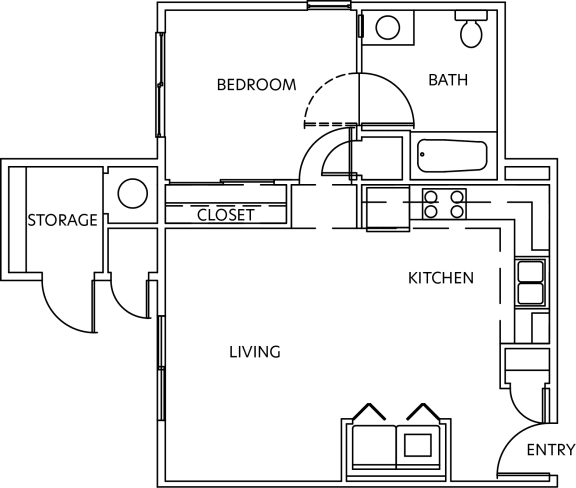 a floor plan of a house with a bedroom and a living room