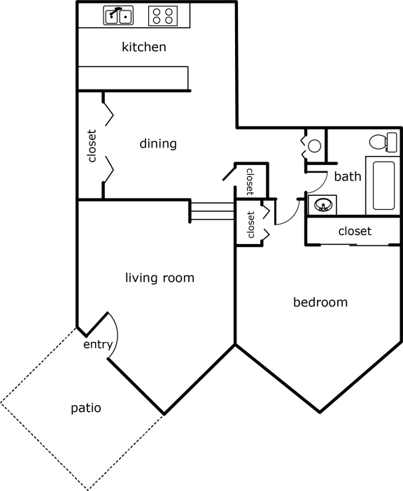 a floor plan of a house with a bedroom and a living room