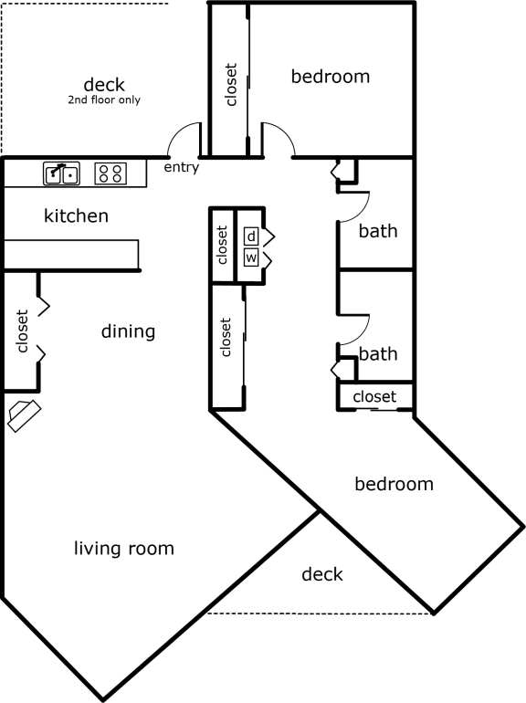 a floor plan of a green house with a kitchen and a living room