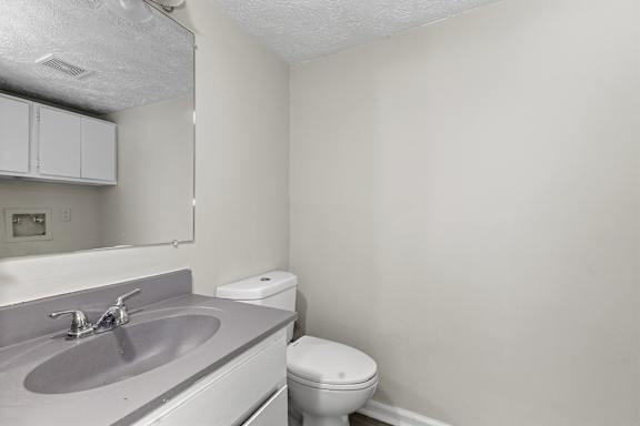 A bathroom with a toilet and sink.