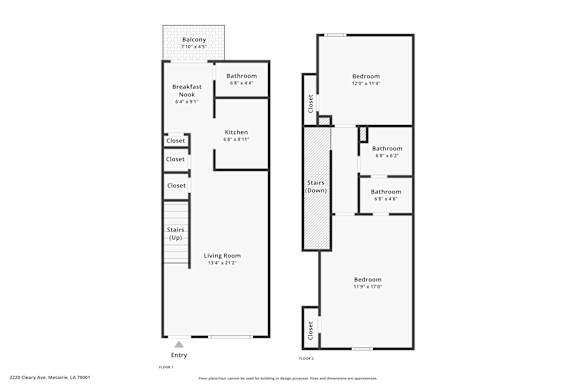A floor plan of a two bedroom apartment with a living room and a balcony.