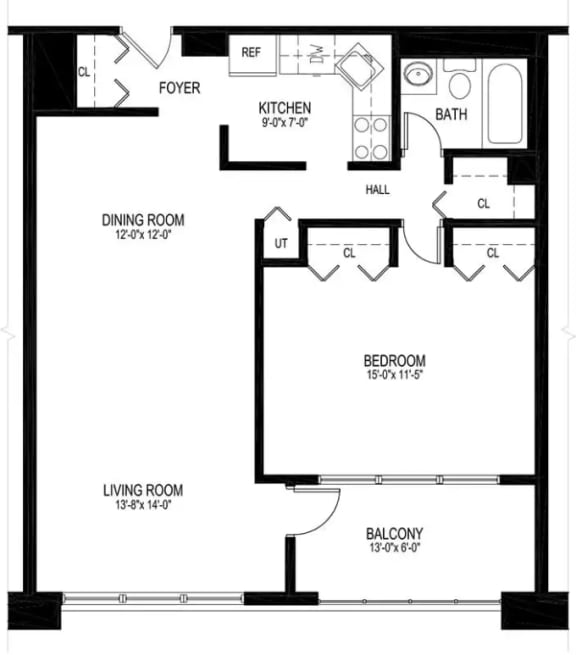 1 bed 1 bath B 1 bed 1 bath B at The Ivanhoe Apartments, Hackensack, 07601