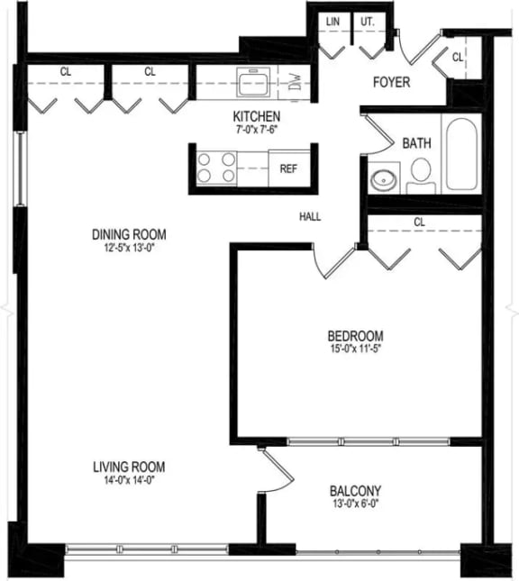 1 bed 1 bath 1 bed 1 bath at The Ivanhoe Apartments, Hackensack, NJ, 07601