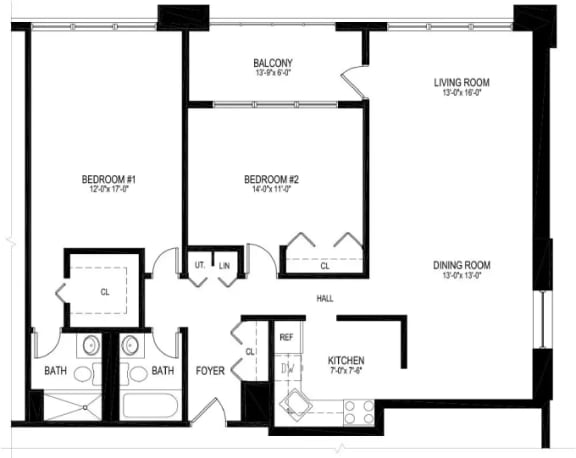 2 bed 2 bath at The Ivanhoe Apartments, Hackensack, New Jersey