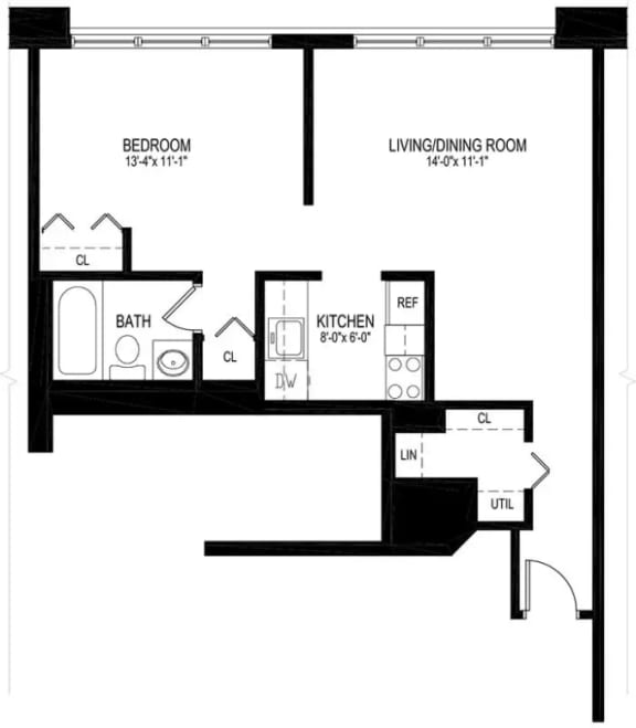 1 bed 1 bath A 1 bed 1 bath A at The Ivanhoe Apartments, Hackensack, NJ