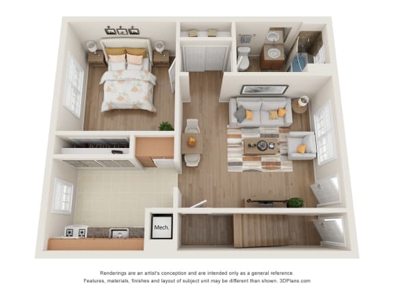 Floor Plan  bedroom floor plan at the approach at summit park apartments in hendersonville, nc