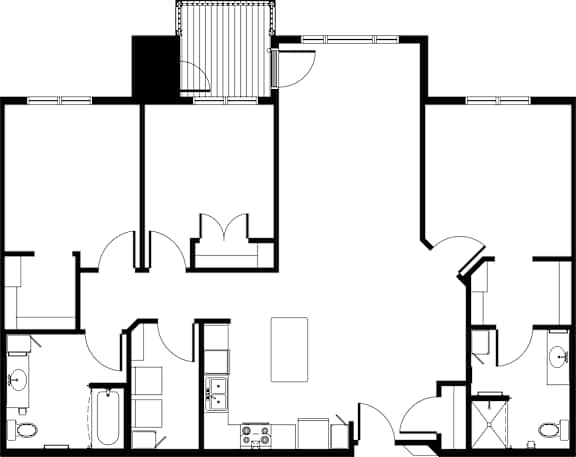 Three Bedroom - 1,418 SF