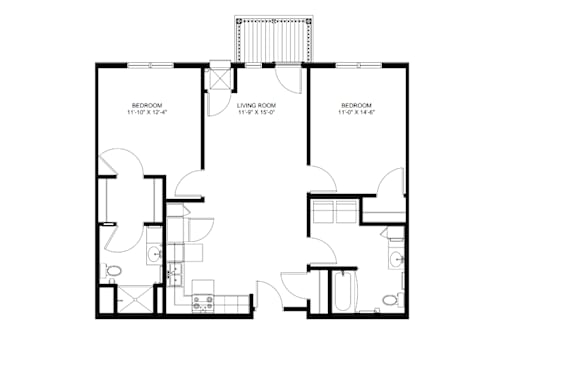 A black and white image of a floor plan for a house.