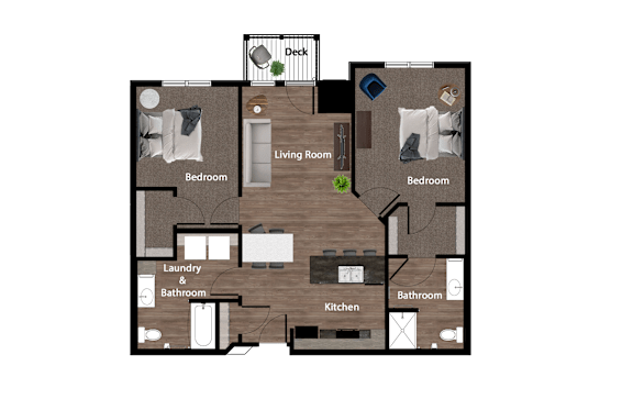 2 Bedroom 2 Bathroom Vista Apartments St. Joseph, MN 56374