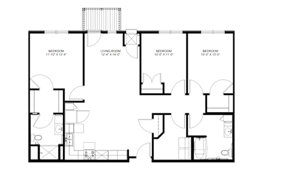 A black and white image of a floor plan for a house.