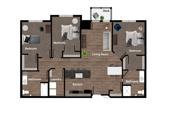 3 Bedroom 2 Bathroom Vista Apartments St. Joseph, MN 56374