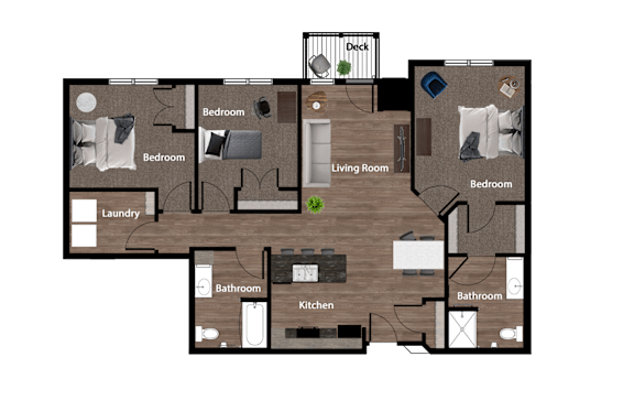 3 Bedroom 2 Bathroom Vista Apartments St. Joseph, MN 56374