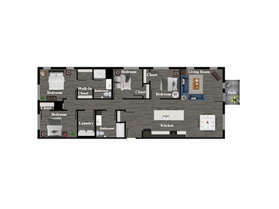 A diagram of a house layout with labeled rooms.