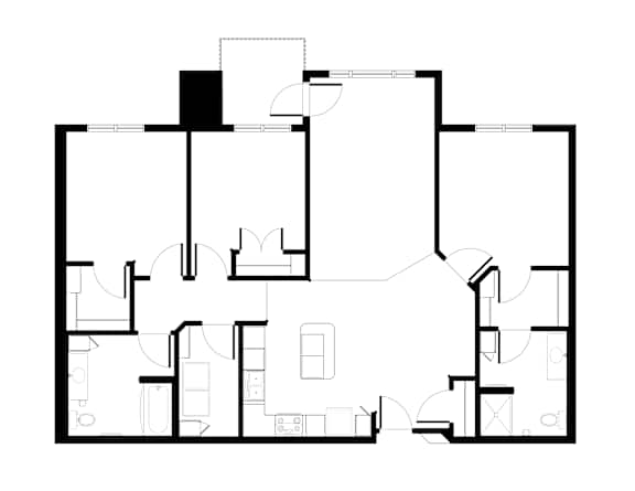 Three Bedroom Floorplan at Balsam I Apartments in Dayton, Minnesota