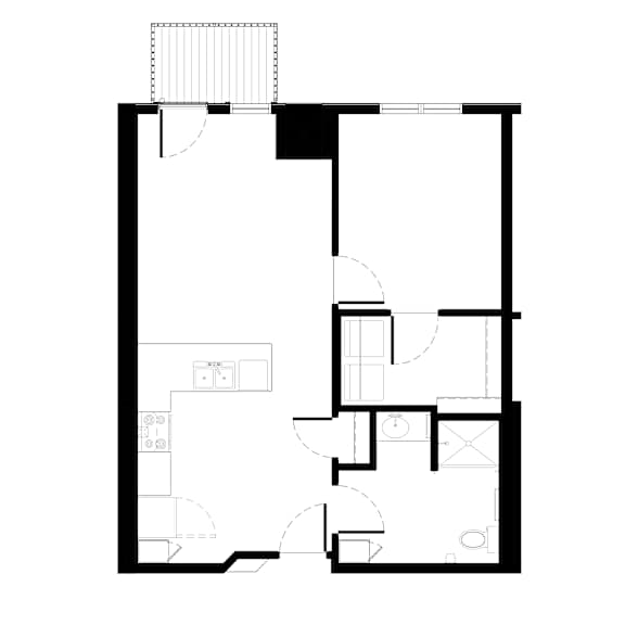 One Bedroom A - 690 SF