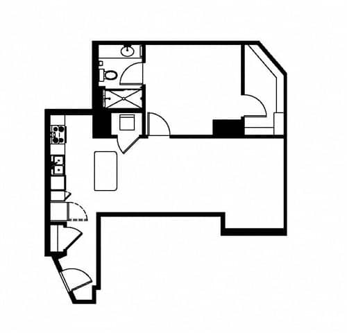 A black and white image of a floor plan of a house.