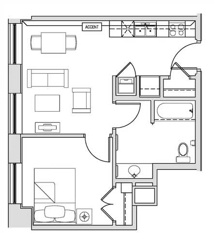 A floor plan of a house with an attached garage.