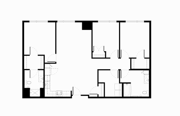 a floor planfloor plan of a three bedroom of a house with a bedroom and a living room
