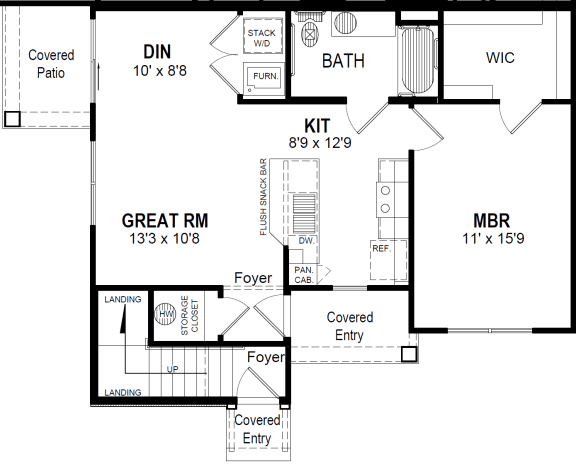 Floor Plan  One Bedroom Apartment at Hathaway Meadows, New York