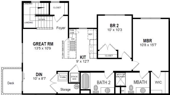 Floor Plan  Two Bedroom Apartment at Hathaway Meadows, New York, 14425