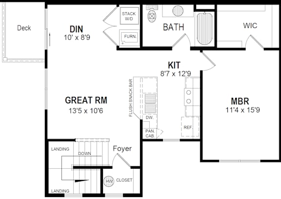 1 Bed Floorplan at Hathaway Meadows, Farmington, NY, 14425
