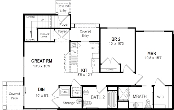 Two Bed Floorplan at Hathaway Meadows, Farmington, NY