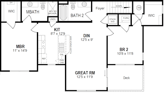 2 Bedroom 2 Bath Floorplan at Hathaway Meadows, Farmington, New York
