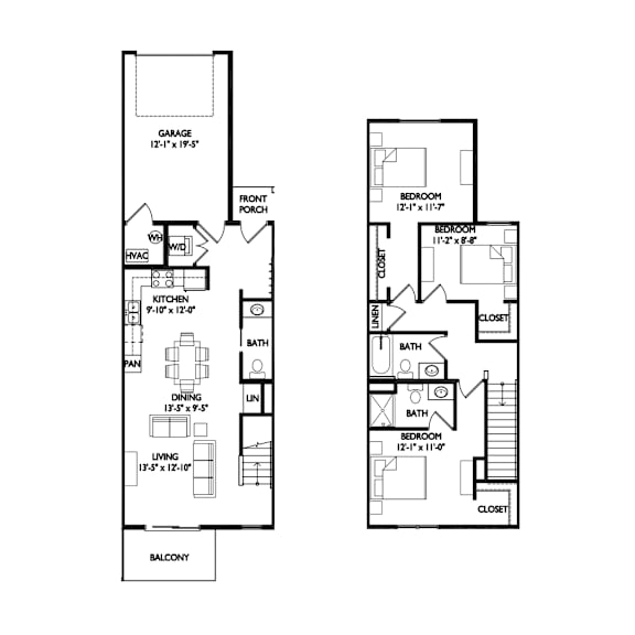a floor plan of two different floor plans of a house