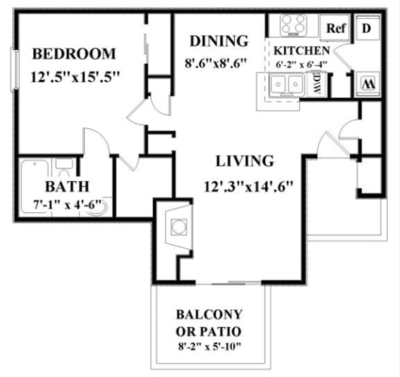 the floor plan of a small house with a kitchen and a living room