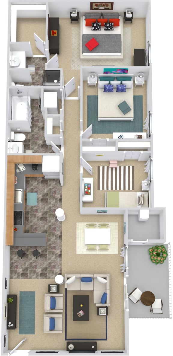 a floor plan of a house with bedrooms and a living room