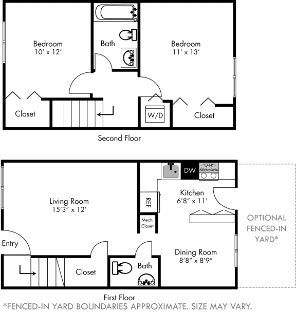 a floor plan of a house with two bedrooms and a living room
