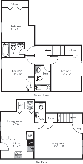 a floor plan of a house with bedrooms and a living room
