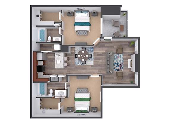 a floor plan of a house with a bedroom and a living room