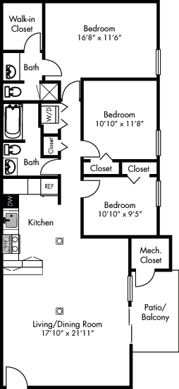a floor plan of a house with a kitchen and a living room