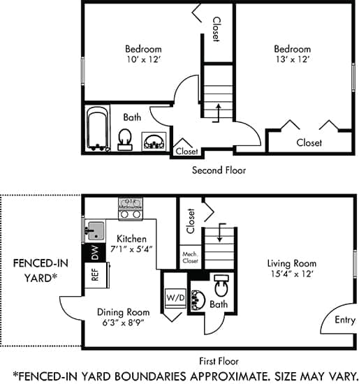 a floor plan of a house with two bedrooms and a living room