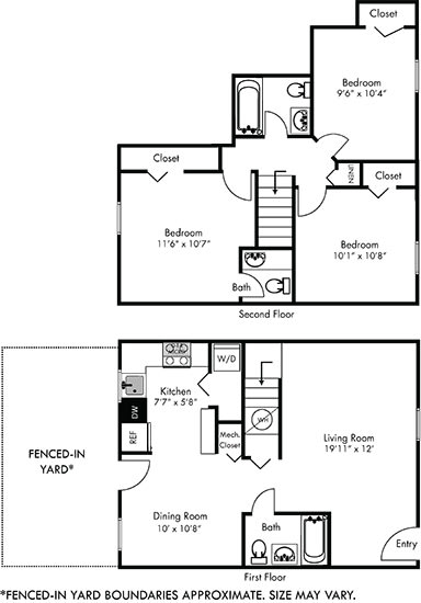 a floor plan of a house with two bedrooms and a living room with a kitchen