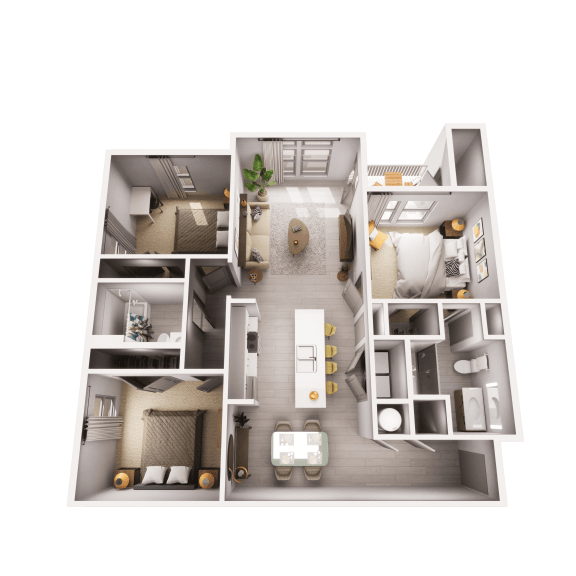 3 bedroom 3D plan