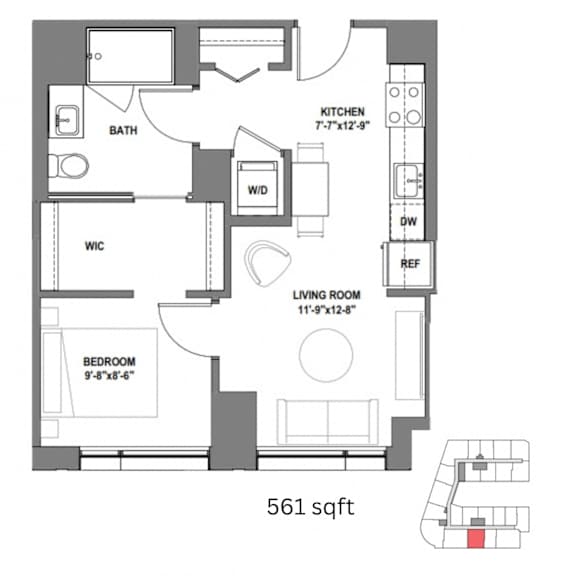 a floor plan of a house with a bedroom and a living room