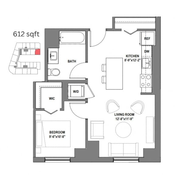 a floor plan of a bedroom apartment with a floor