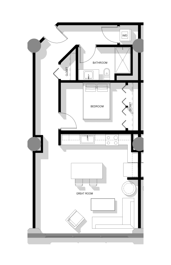 floor plan of the upper level of a small house