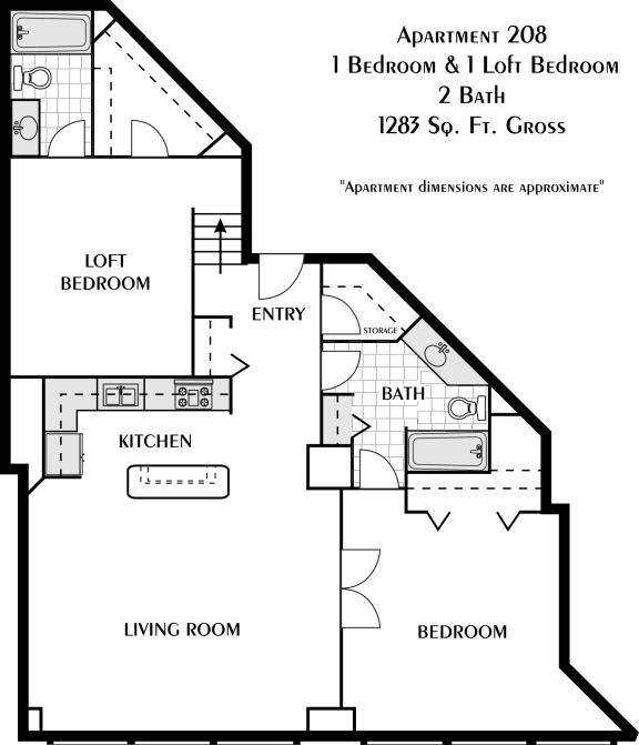 a floor plan of a two story house with a kitchen and a living room