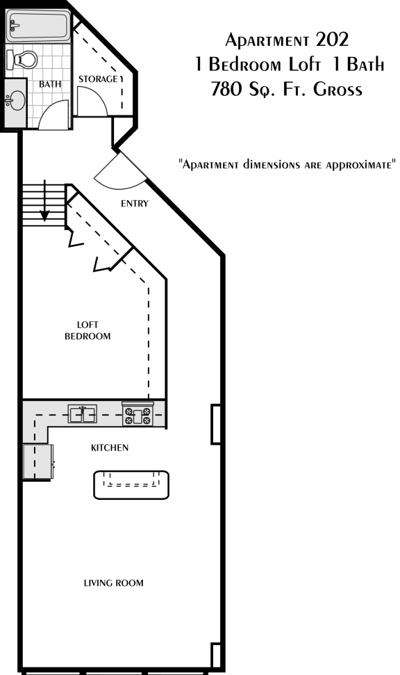 a floor plan of a house with a bedroom and a living room