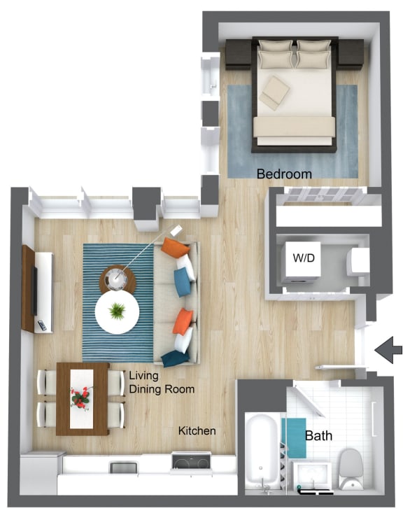 One Bedroom Apartment at 26 West Broadway South Boston Apartments