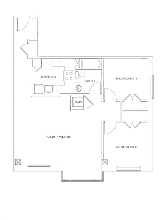 the black and white floor plan of the apartment