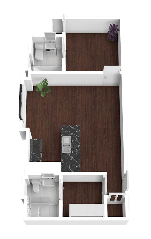 a floor plan of a house with a bedroom and a living room