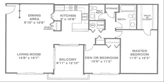 a floor plan of a house with a kitchen and a living room