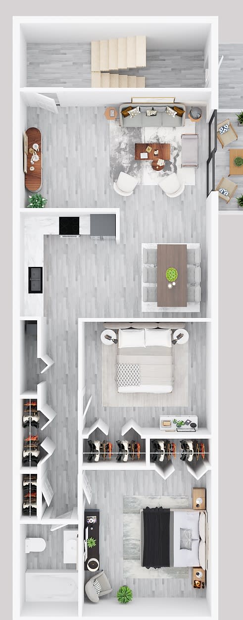 2-bedroom flat floor plan.