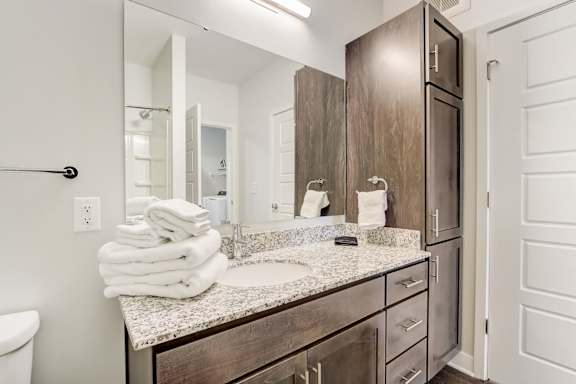 Bathroom with White Sink at Wesmont, Indianapolis, 46202