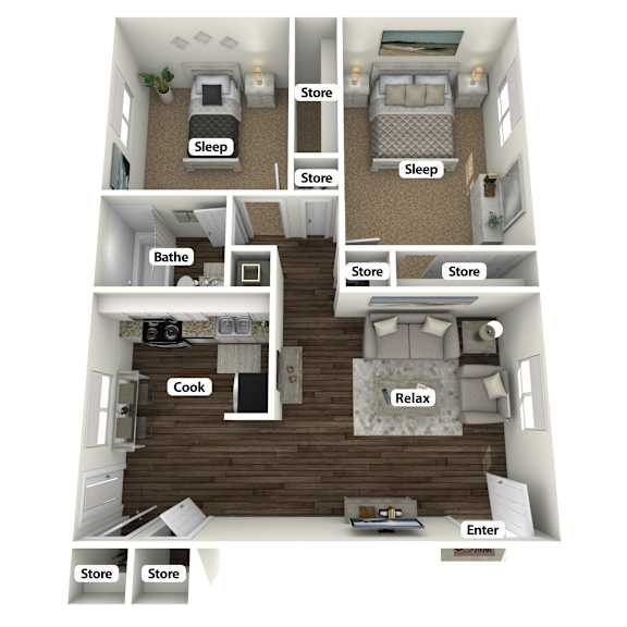 a 3 bedroom floor plan with a bathroom and a living room