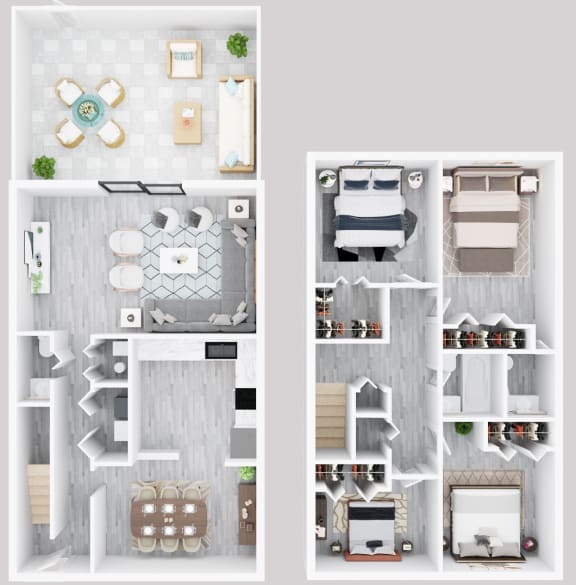 4-bedroom townhouse floor plan.